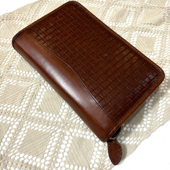 Day Timer Zip Around Basketweave Embossed Planner Cover Vintage - Picture 7 of 11